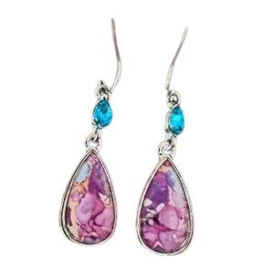 Purple Drop Hook Earrings